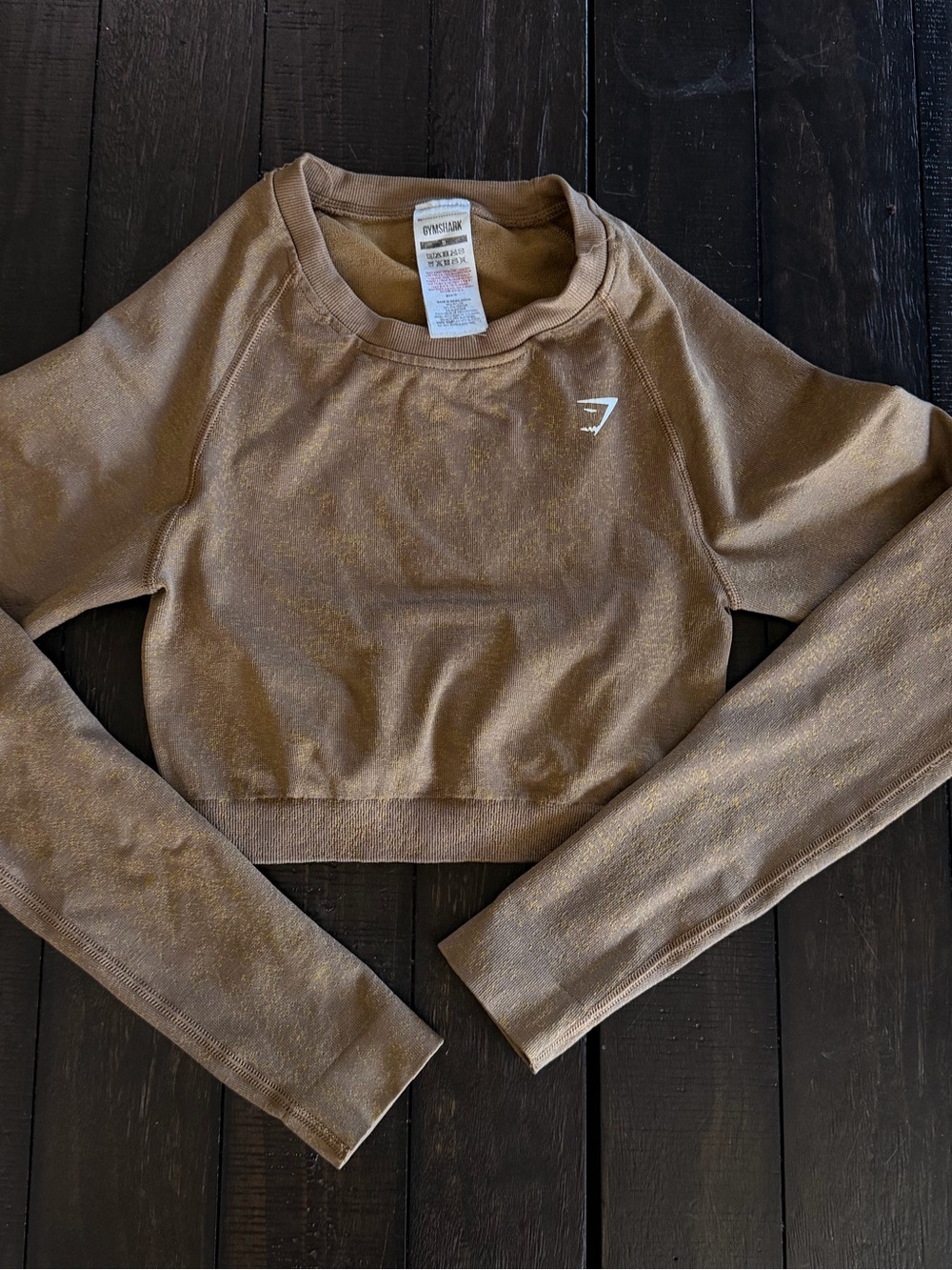 Gymshark Seamless Cropped Long Sleeve Training Top | Mocha | Size Small